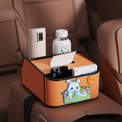 Car tissue box/set, Box Tissue Box Cartoon Cute - little-rabbit-8th-generation-armrest-box-storage-box-orange