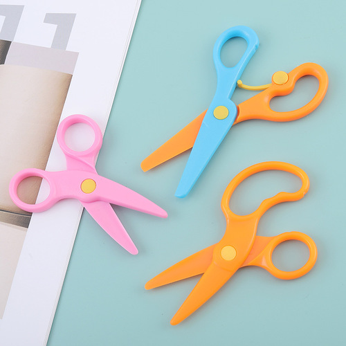Preschool Student Safety Handmade Plastic Scissors, Art & Craft Scissors, Cartoon Paper-Cutting Scissors