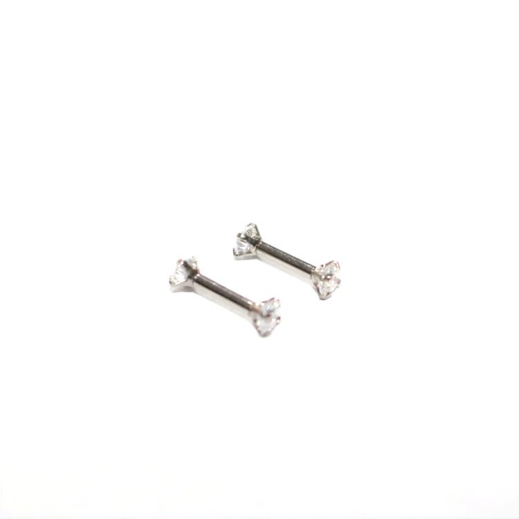 G23 Titanium Double Head Claw Set CZ Straight Barbell Eyebrow Piercing Jewelry detail image 17