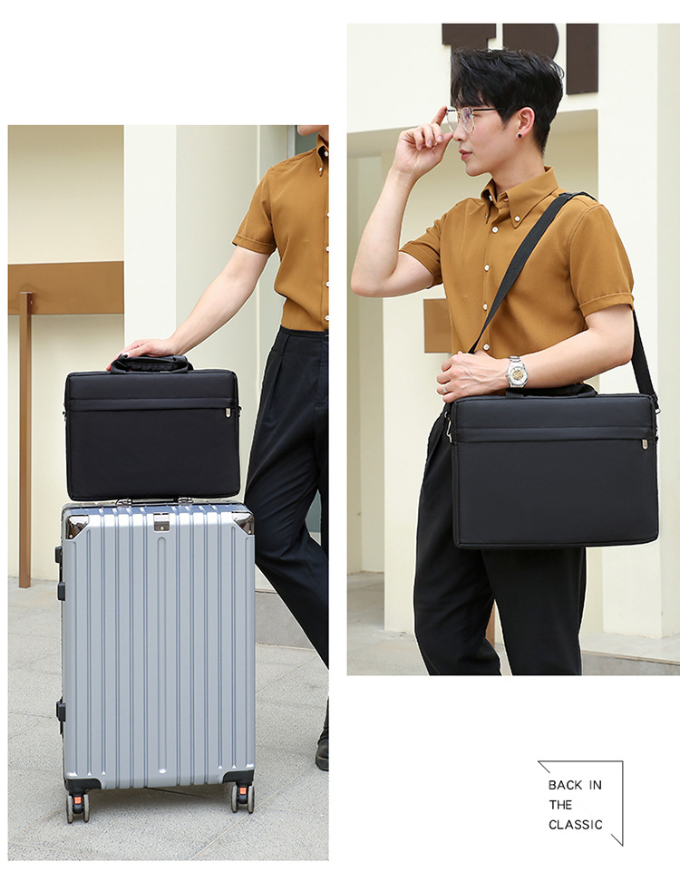 Men's Basic Solid Color Polyester Waterproof Briefcases display picture 1