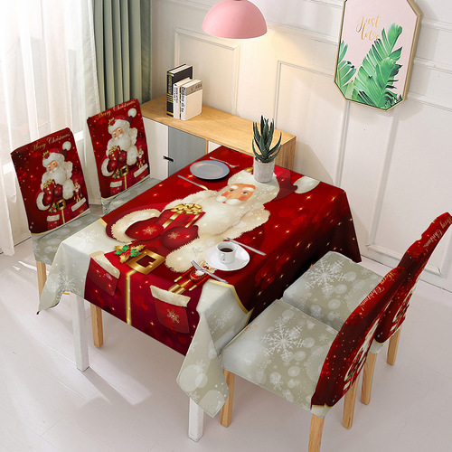 Source manufacturer Christmas printed tablecloth chair cover festive decoration elastic one-piece chair cover absorbent tablecloth