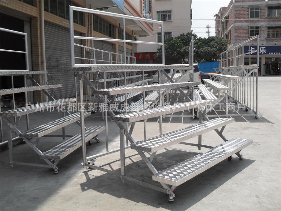 专业生产合影站架，五层架，铝合金折叠站架，集体架广角