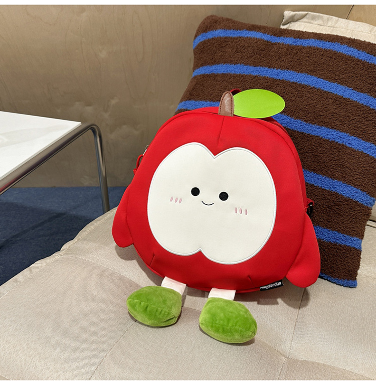 Bolso de hombro para mujer con forma de manzana fresca y linda, mochila de viaje de estilo occidental de moda, nuevo bolso de lona