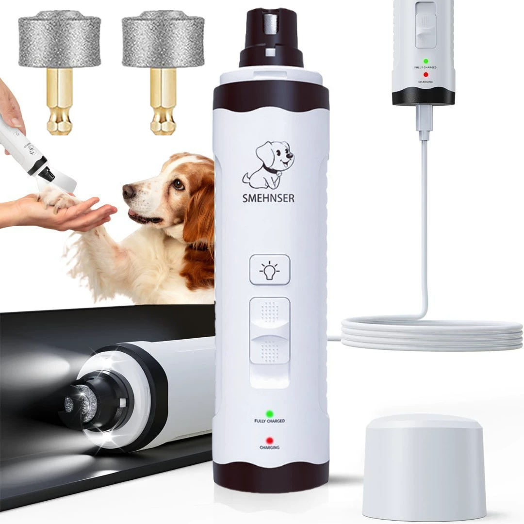 Трансграничные домашние животные шлифовальные изделия для ногтей кошки собаки ножницы для ногтей USB-зарядка Amazon шлифовальные изделия для ногтей Двойной светодиодный свет Электрический шлифовальный аппарат для ногтей