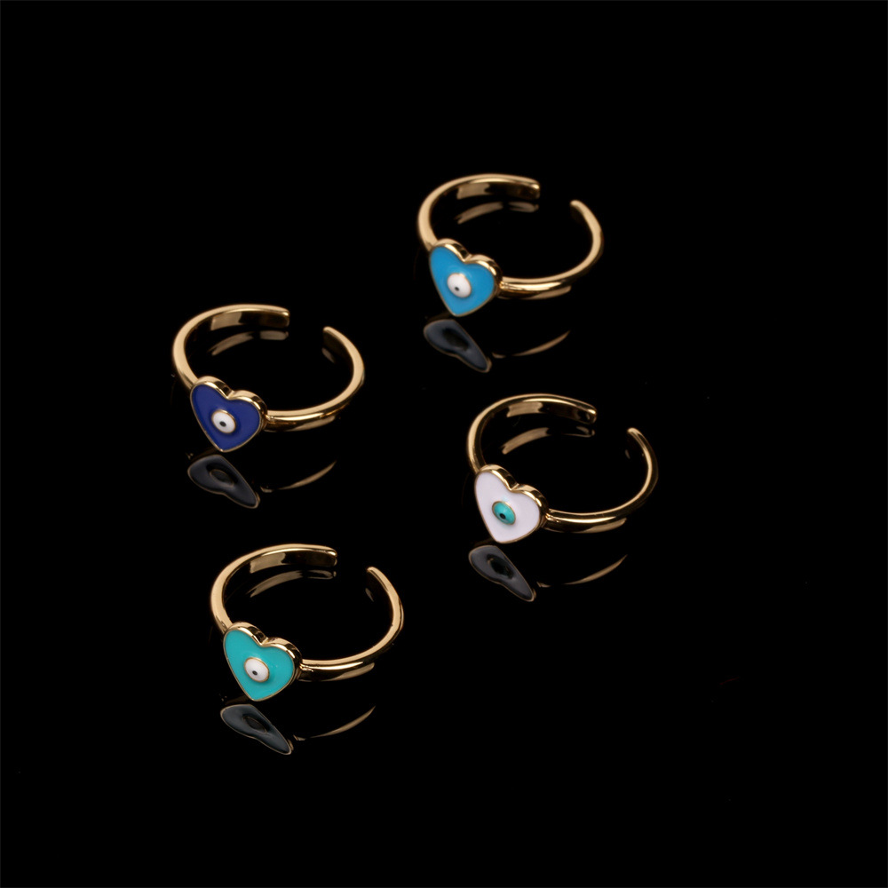 Grenz Überschreiten Der Neuer Schmuck Devil's Eye Kupfer Tropfen Öl Damen Ring Europäische Und Amerikanische Internet-promi-hipster Fashion Love Ring display picture 7