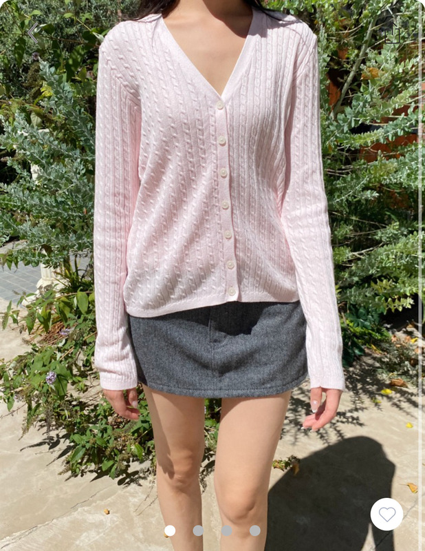 Bm Style New American Light Pink V Neck Twist Knitwear Bm Versatile Casual Slim Cardigan Jacket Top