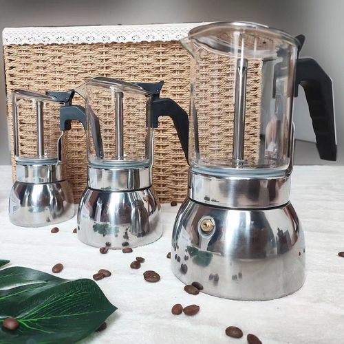 Glass stainless steel Moka pot, household coffee pot, hand brewing pot, small espresso machine, Italian Moka pot
