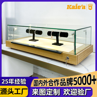 Customized Jewelry Glass Display Cabinet with Lights, High-End Luxury Jewelry Countertop Display Cabinet, Square Jewelry Display Cabinet