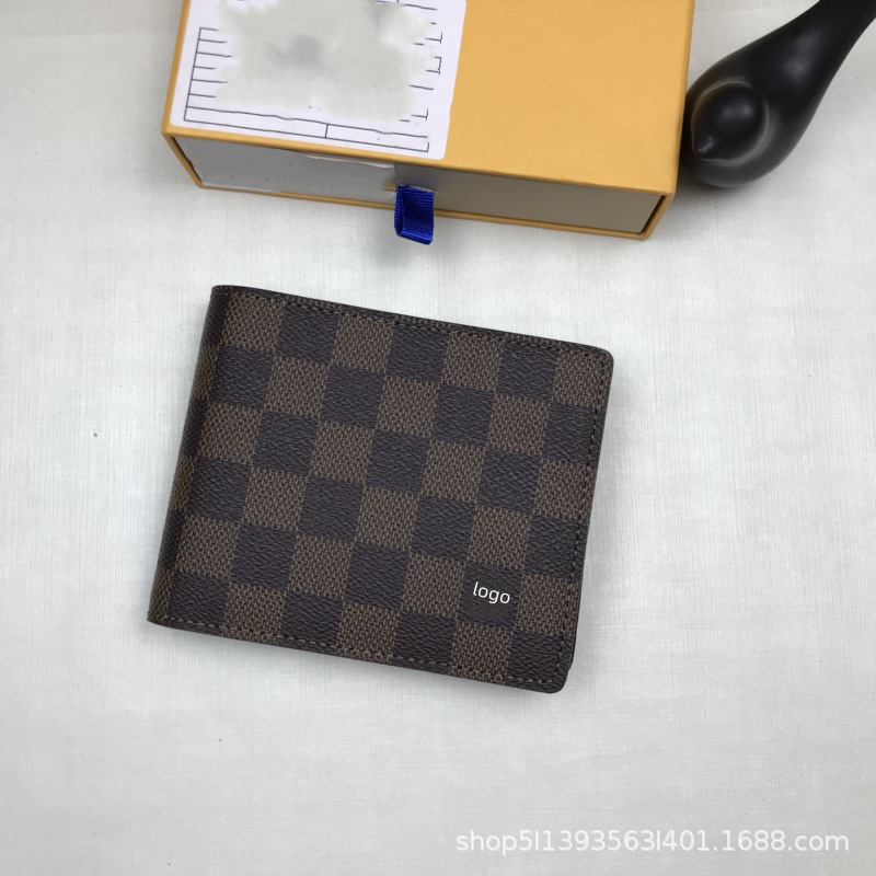 Cartera de hombre de comercio exterior, billetera corta, posición de tarjeta múltiple, doble cuero, billetera de moda europea y americana, tarjetero m60223