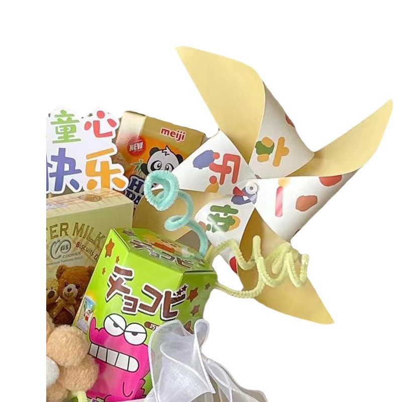 Regalo del Día de los niños tridimensional colorido molino de viento juguete hecho a mano material de bricolaje paquete flores ramo caja de regalo Decoración