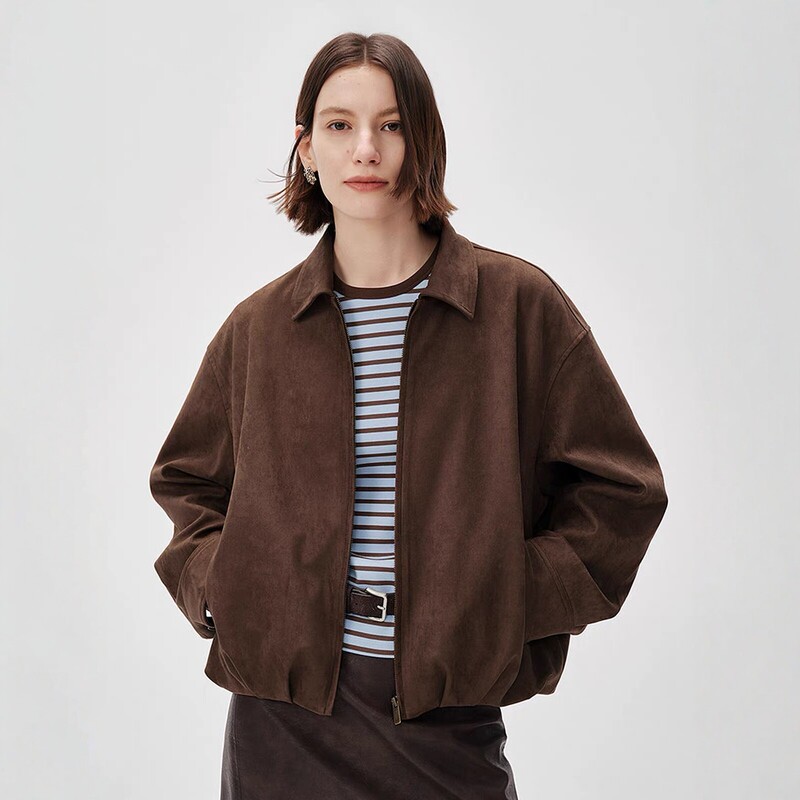 [Endorsed by Dong Jie] MM Maimeng suede jacket, cut-label, velvety feel, old money style, short length, same style as in the mall, Spring 2026, 0661