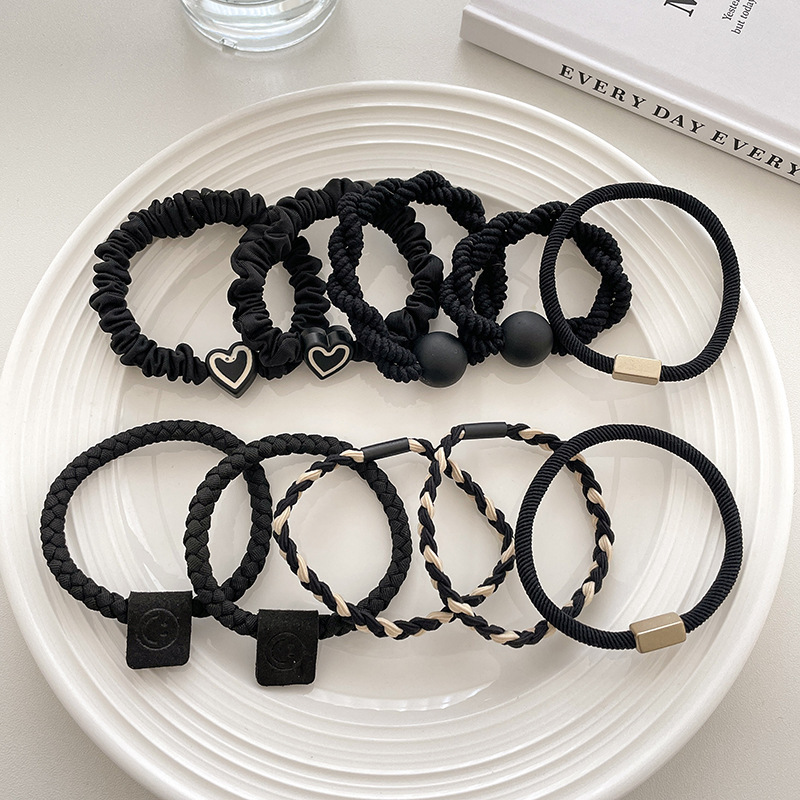 Alta elasticidad y durabilidad como correa de goma para mujeres, color curry simple, cuerda de cabello de cola de caballo alta, anillo de cabello sin heridas de alta calidad