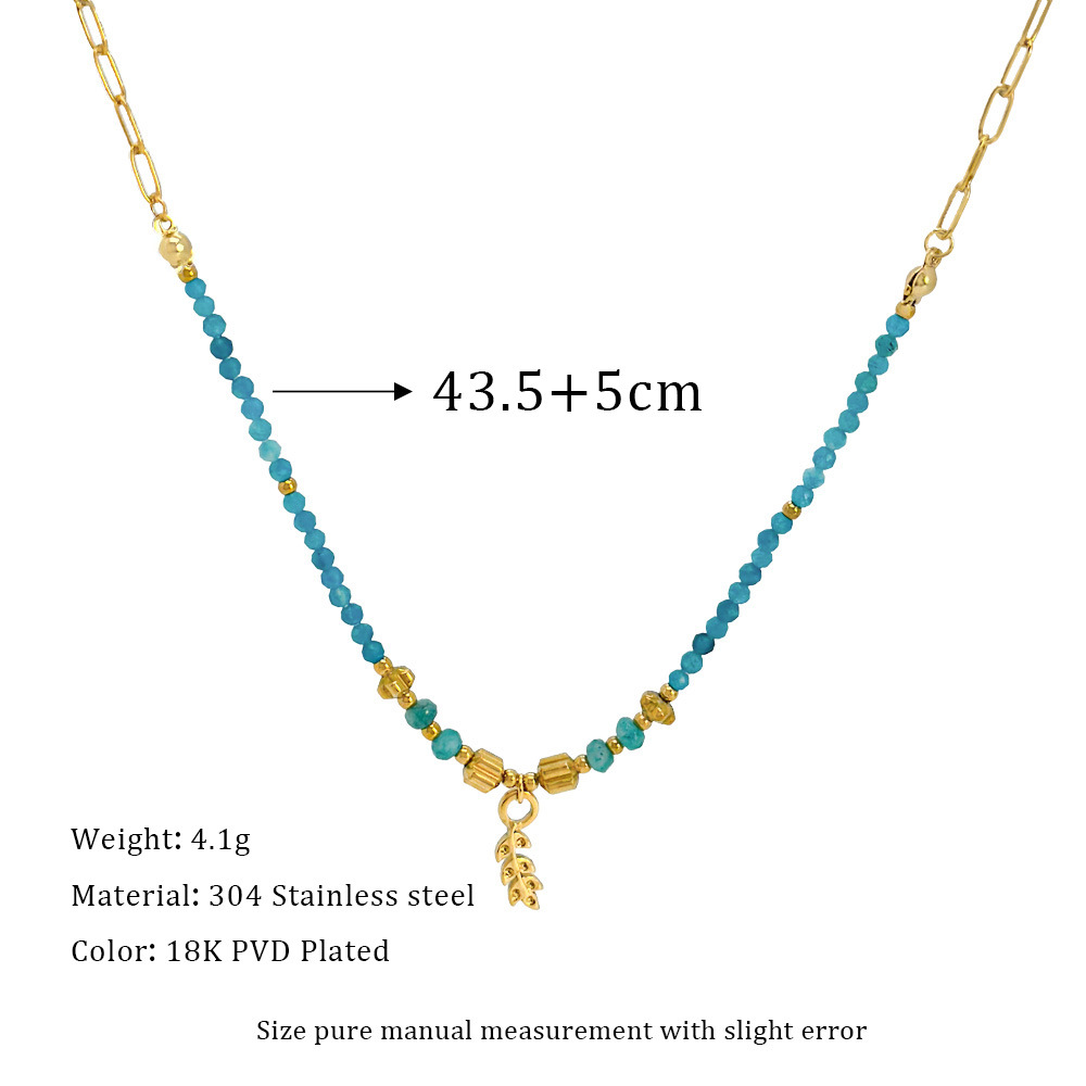 Beaded Chain, cable chain Chain Type Elegant Geometric 304 Stainless Steel Natural Stone Beaded Chain Cable Chain Pendant Necklace In Bulk