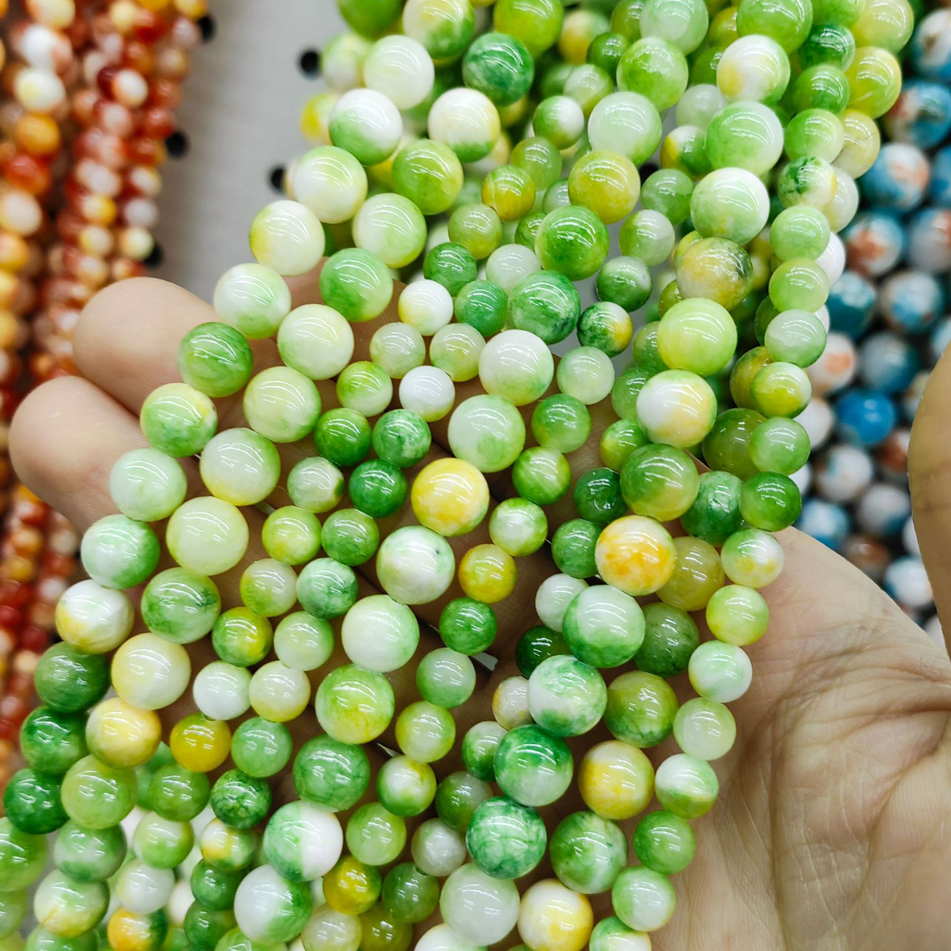 Jade persa natural optimizado multicolor color Calcedonia cuentas redondas cuentas sueltas semiacabados accesorios de joyería de DIY al por mayor image 11
