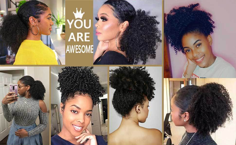 Sintētiskie mati Afro aukliņa maza cirtainu matu soma sintētiska zirgaste_voghion.com