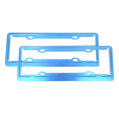 New traffic regulations license plate frame carbon fiber license plate frame car number license plate frame license plate protection frame printed logo (Other Automotive Exterior Supplies) - 08-thickness-small-hole-blue-film-blue-brand