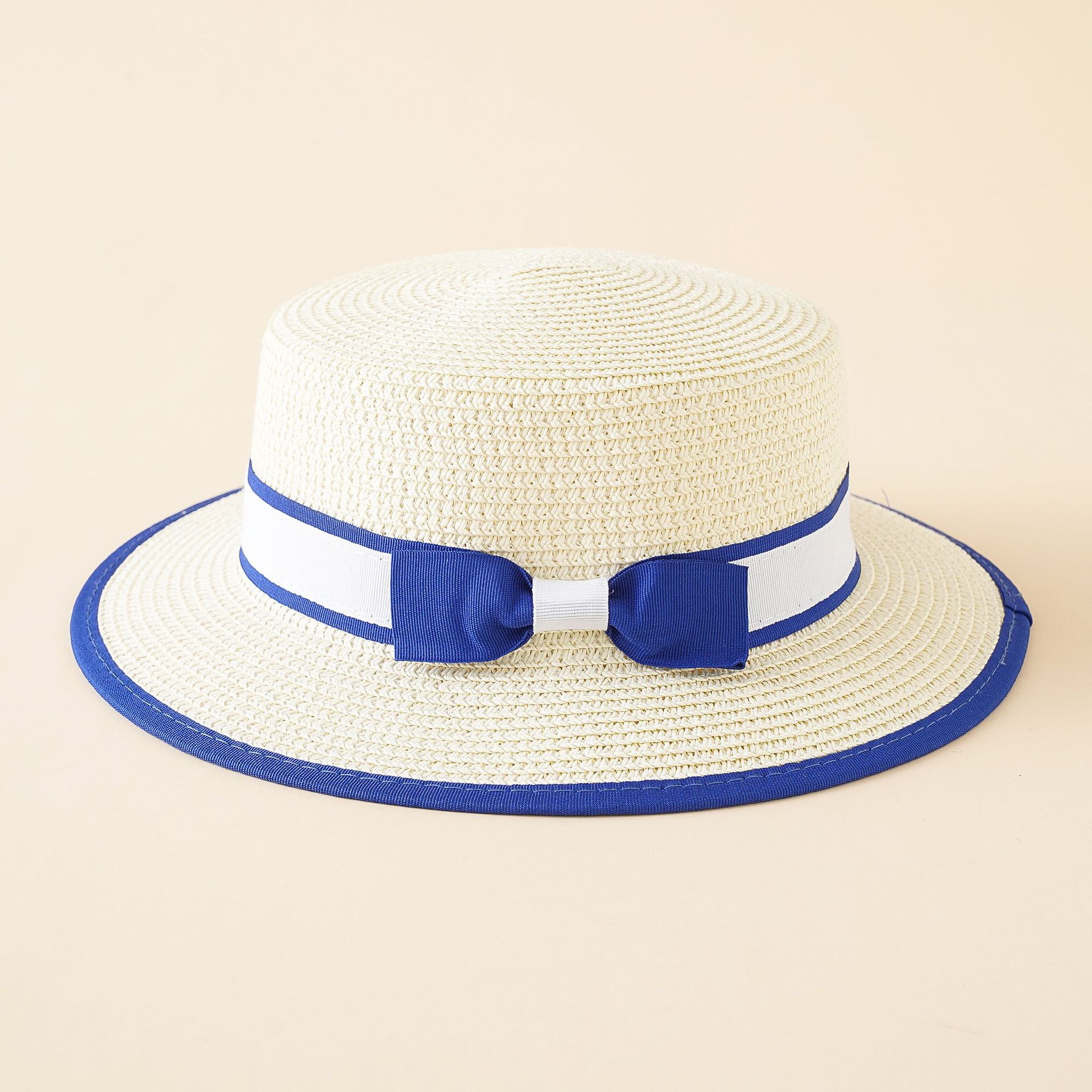 Nuevo sombrero de playa sombrero de verano para niños pequeño bowknot fresco niñas sombrero de paja de ala ancha sombrero de sol superior plana