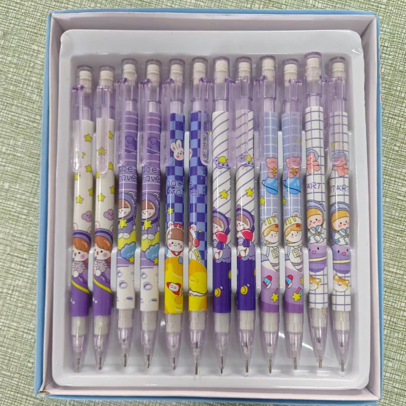 Lápiz automático en caja de melocotón dinosaurio de dibujos animados de alto aspecto lápiz móvil estudiante de escuela primaria Linda pluma creativa