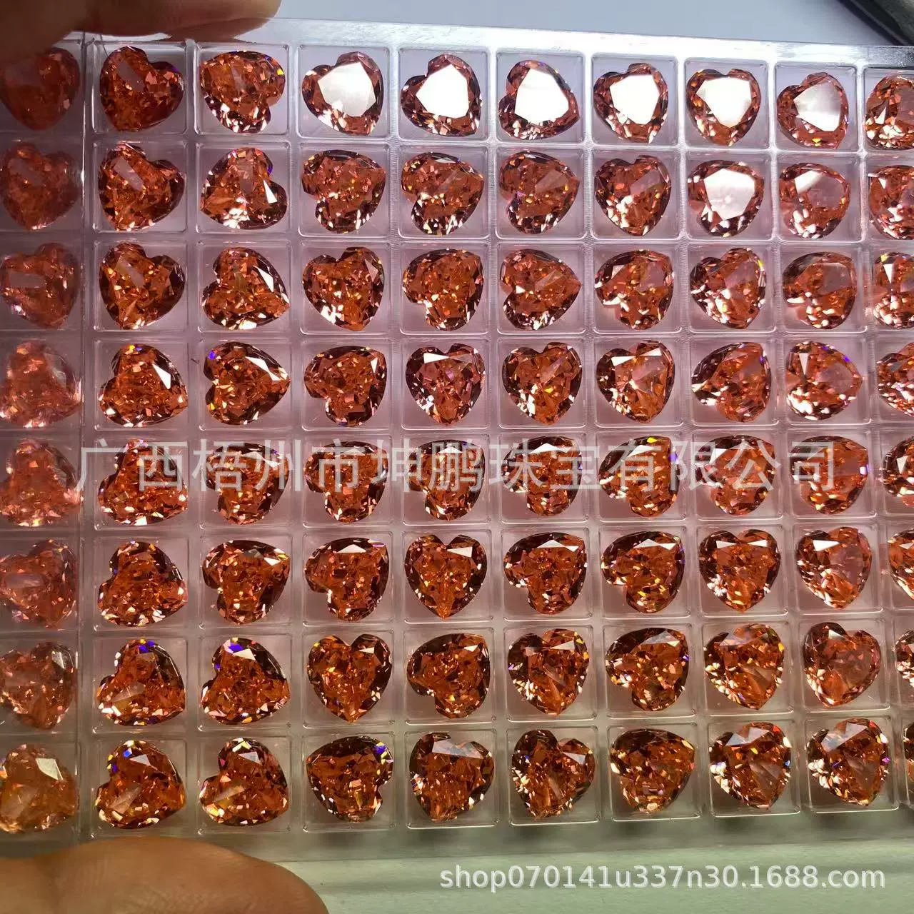 坤鹏珠宝 心形冰花切合成珠宝裸石戒面 桃心立方氧化锆首饰主石