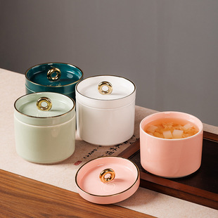 Ceramic Water-proof Small Stew Pot for One Person High Color Value Household Dessert with Lid Bird's Nest Buddha Jumping Wall Soup Stew Pot Pot
