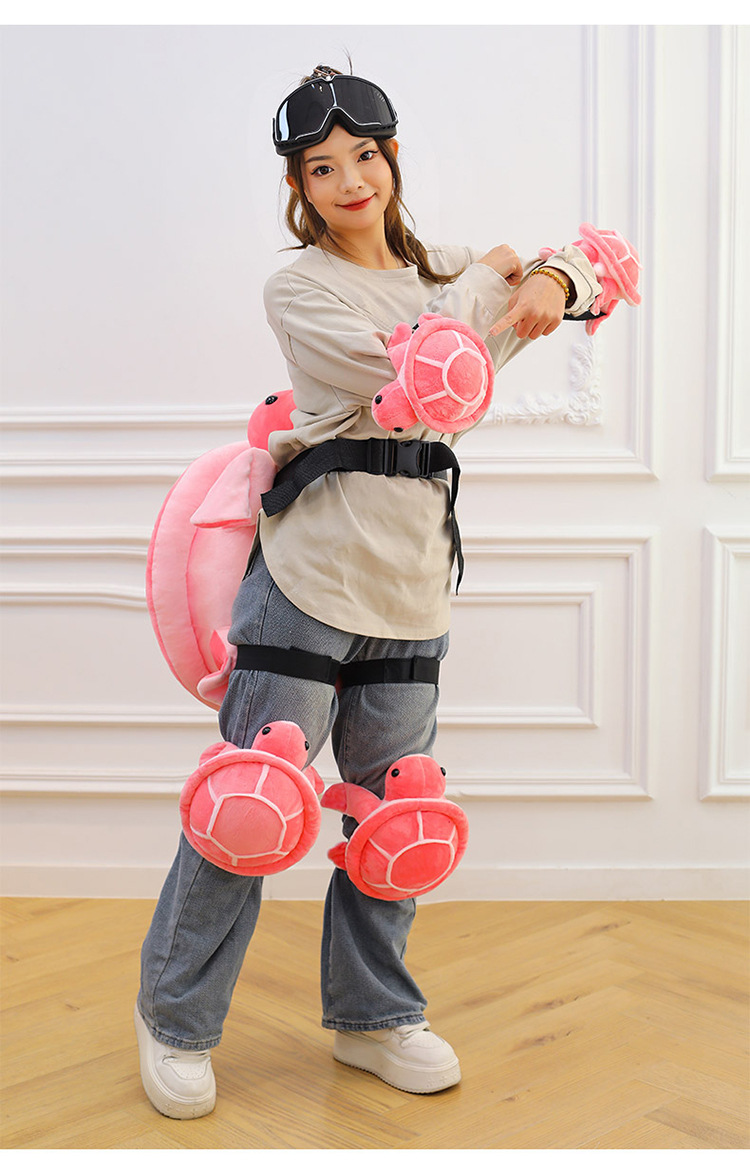 Cartoon Ski Protective Gear, Small Turtle Plush Toy, Cute Turtle Hip and Knee Pads, Anti-Fall Cushion for Adults and Children