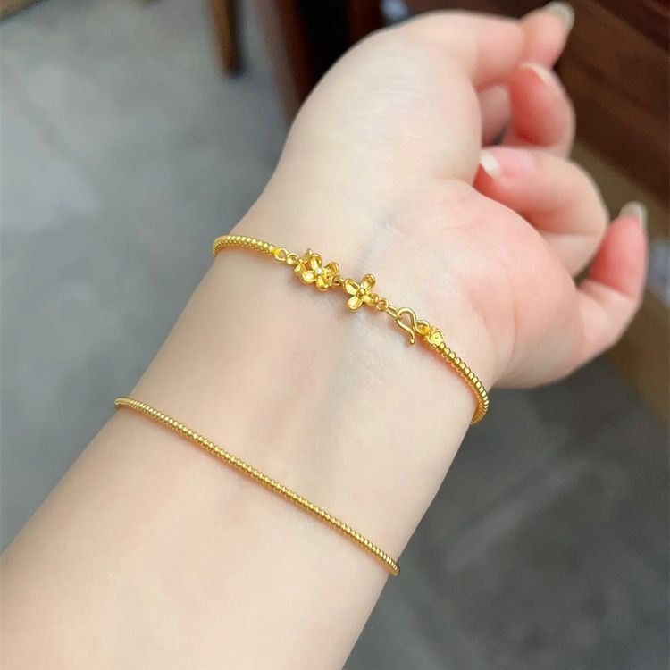 金店同款沙金新中式小桂花手链女气质小众设计时尚算盘转运珠手串|undefined