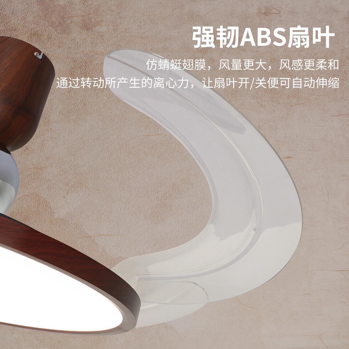 26 años lámpara de ventilador de techo, lámpara de ventilador de restaurante de estilo antiguo, lámpara de ventilador silenciosa invisible, ventilador de mesa de comedor, lámpara principal, dormitorio, lámpara Zhongshan