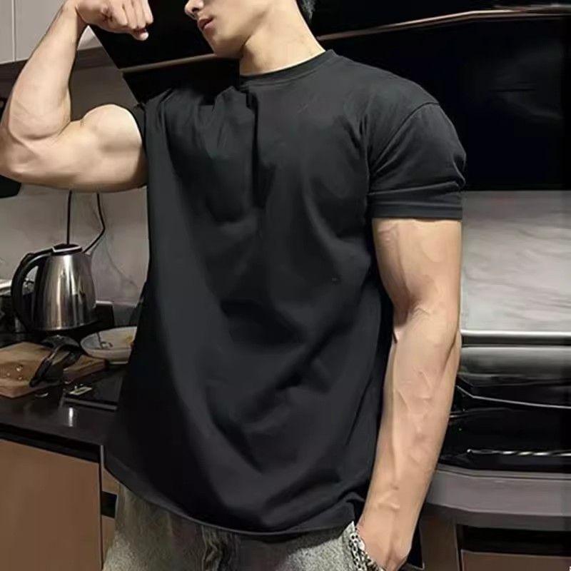 Boys Short-Sleeved Round Neck Muscle Solona Sports T-Shirt Versatile American Loose Casual Cotton Fitness Clothes for Men Boys Short-Sleeved Round Neck Muscle Solona Sports T-Shirt Versatile American Loose Casual Cotton Fitness Clothes for Men
