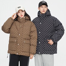 2025B字棉服男小牛津珍珠棉秋冬季潮牌加厚保暖防寒棉衣外套批发