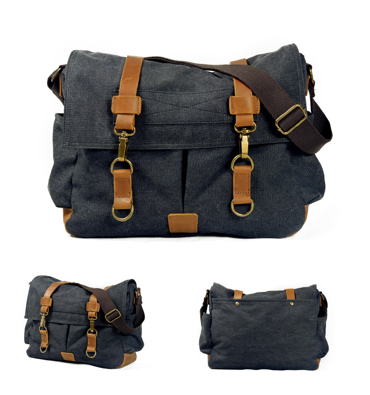 Męska codzienna płócienna torba artystyczna retro na jedno ramię skórzana torba typu crossbody damska prosta torba listonoszka torba na komputer_voghion.com