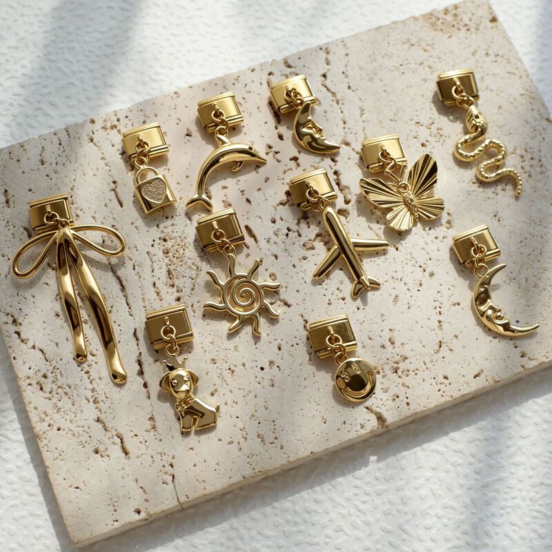 Stainless Steel Italian Module Bracelet Gold Puppy Dolphin Pendant Elastic Bracelet Italian Charms Stainless Steel Italian Module Bracelet Gold Puppy Dolphin Pendant Elastic Bracelet Italian Charms