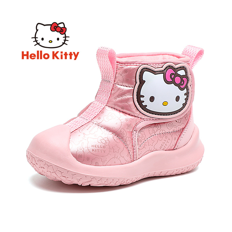 正品HelloKitty童鞋女童雪地靴冬季新款加绒保暖靴子女孩休闲短靴