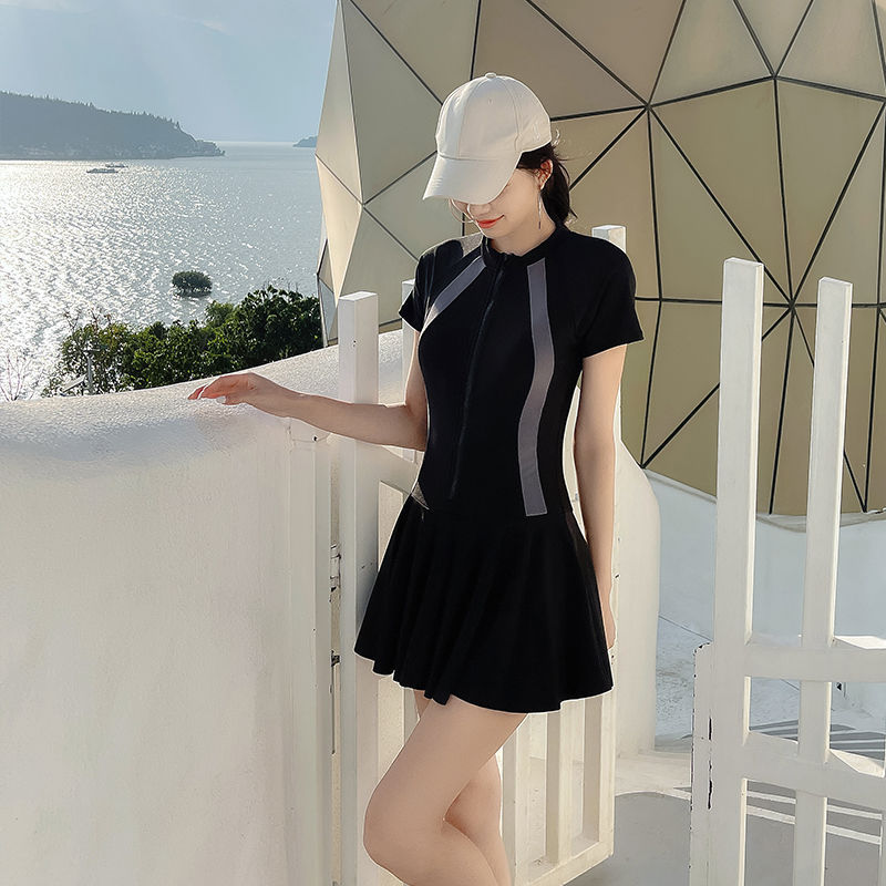 Swimming Suit 2024 New Hot Spring Swimming Suit Women's Conservative One-piece Slim Covering Belly Ins Pure Lust Swimsuit Wholesale