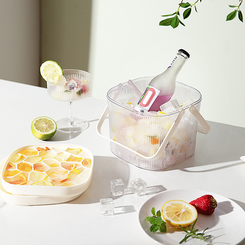 High-quality and beautiful appearance ice bucket for home use, suitable for fruits, tea, cola, beer, ice wine, transparent outdoor beverage bucket