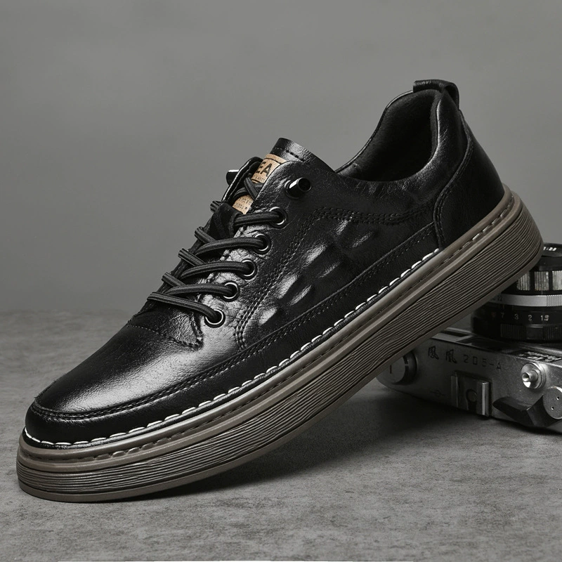 Мужская обувь 2023 Новая весенне-летняя обувь в Корейском стиле из дышащей воловьей кожи в британском стиле с мягкой подошвой Модные кроссовки Повседневная обувь Модная