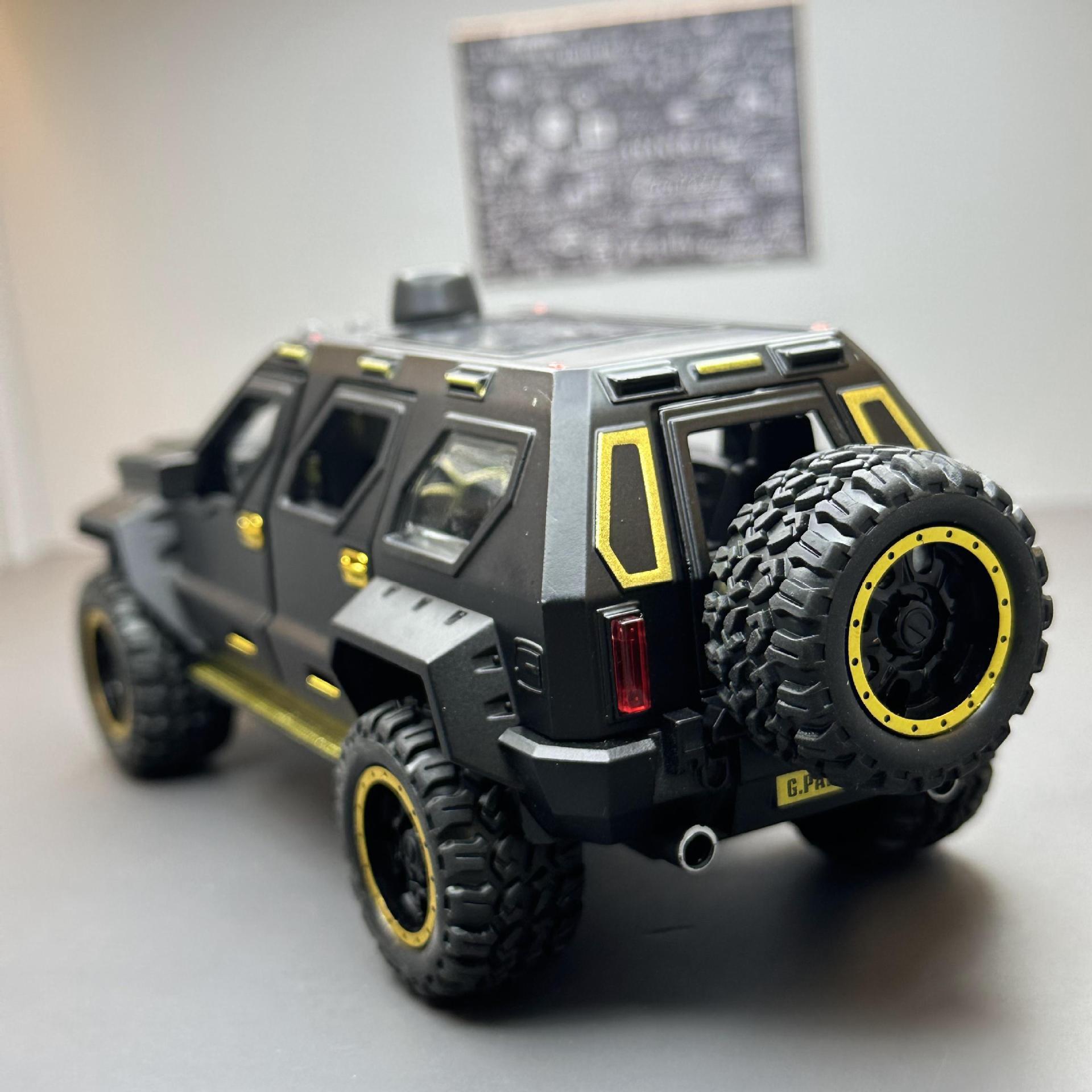 Coche de aleación modelo de coche 1:24 George Barton Puerta Abierta sonido y luz Tire hacia atrás juguete off-road música coche modelo decoración colección