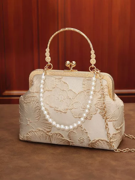 New Chinese Style National Style Cheongsam Bag Elegant Elegant Dinner Clip Bag Solemn Handbag Gold Bag Pearl Bag Crossbody Bag