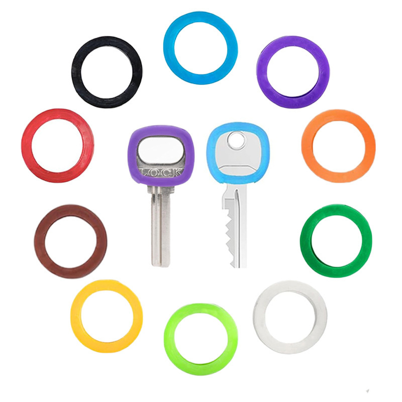Colorful Silicone Key Cover Round Key Cover Multiple Colors for Easy Identification for Standard Flat House Keys