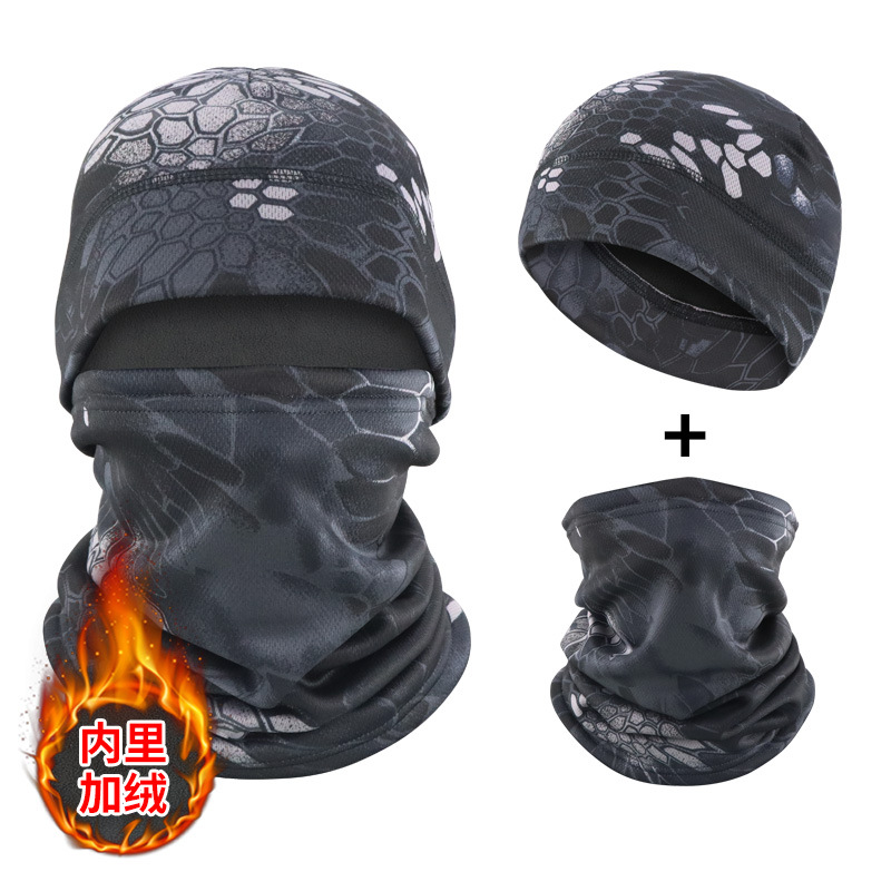 Invierno más chaqueta de terciopelo, sombrero frío, abrigo, cuello, sombrero de protector de orejas para ciclismo al aire libre, sombrero de cuello a prueba de viento, sombrero transfronterizo