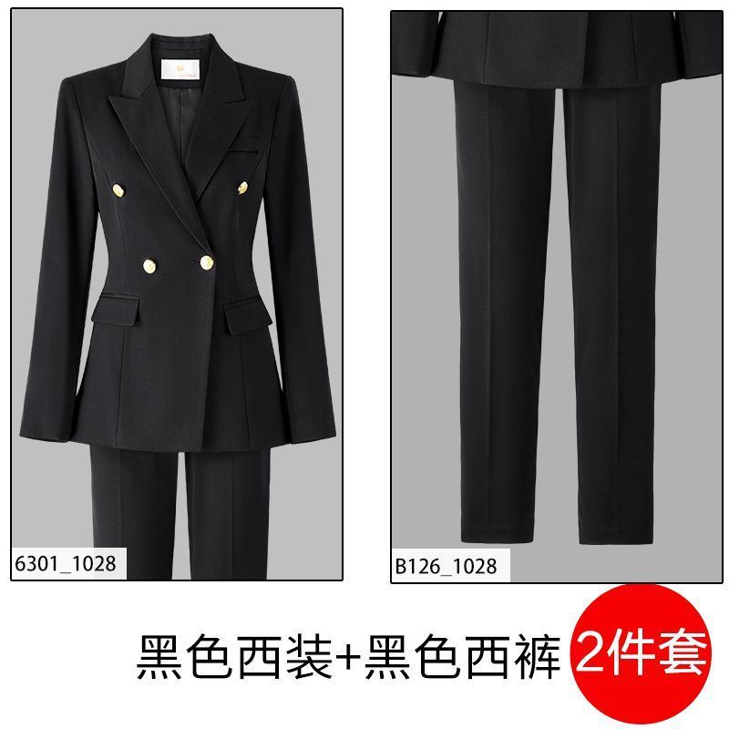 西装套装女职业正装大学生公考面试工作服气质高级感黑色西服外套|undefined