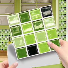 外貿清新綠色格子瓷磚貼浴室衛生間馬桶貼家居裝飾牆貼自粘批發