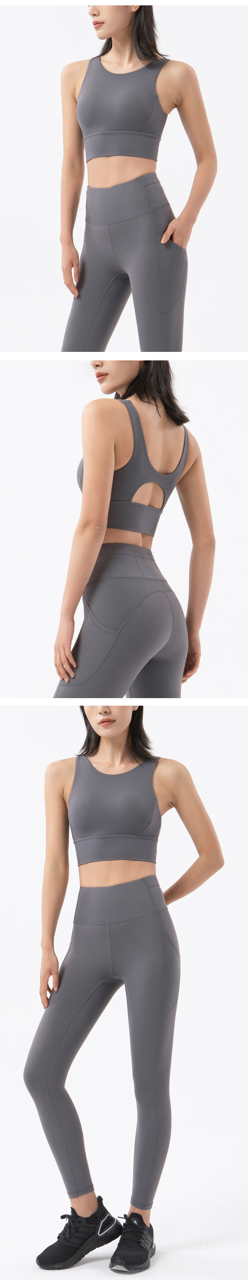 Nylon Fabric Type Sports Solid Color Nylon U Neck Active Tops Sports