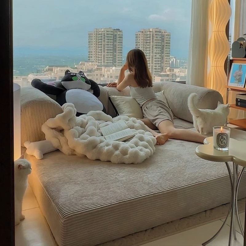 Transfronterizo Meilad retro tela de terciopelo silencioso desmontable sala de estar perezosa sofá de compresión de casa pequeña