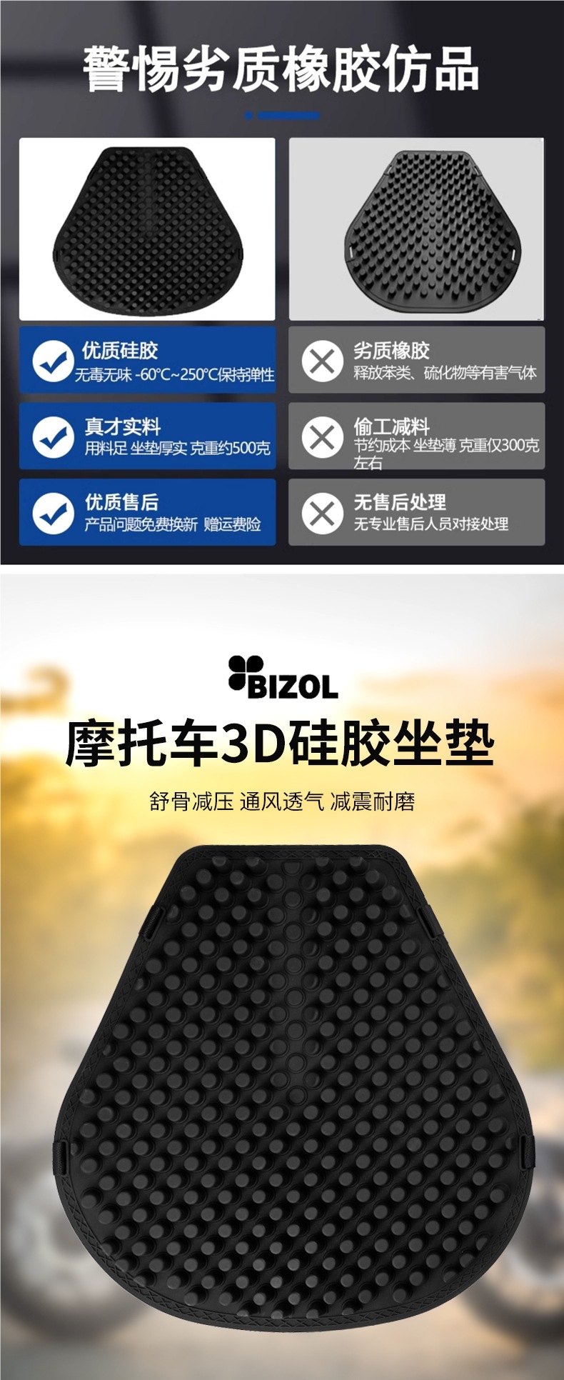 Summer Motorcycle Seat Cushion Silicone Sun Protection Waterproof Seat Cushion Electric Vehicle Takeaway Breathable Ventilation Shock Absorption Heat Insulation Seat Cover