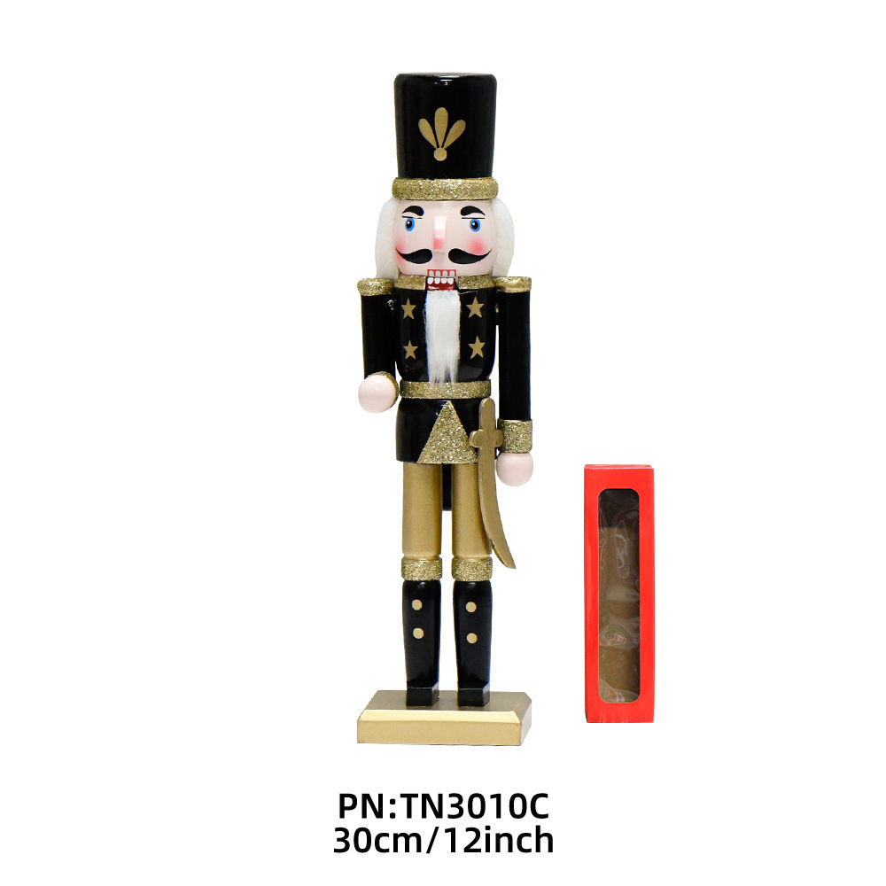 30CM hombre de madera transfronterizo negro dorado de alta calidad hacha de cabello negro batería cascanueces decoraciones de Navidad