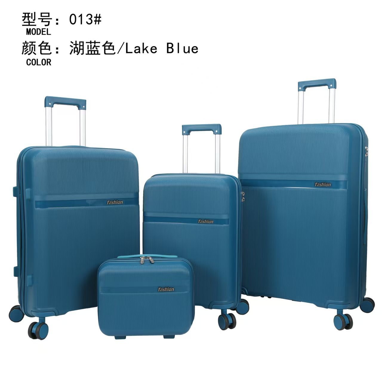 Procesamiento personalizado PP cremallera caja de tracción de color completo estilo de moda universal rueda de casco duro tres piezas conjunto de maleta de gran capacidad