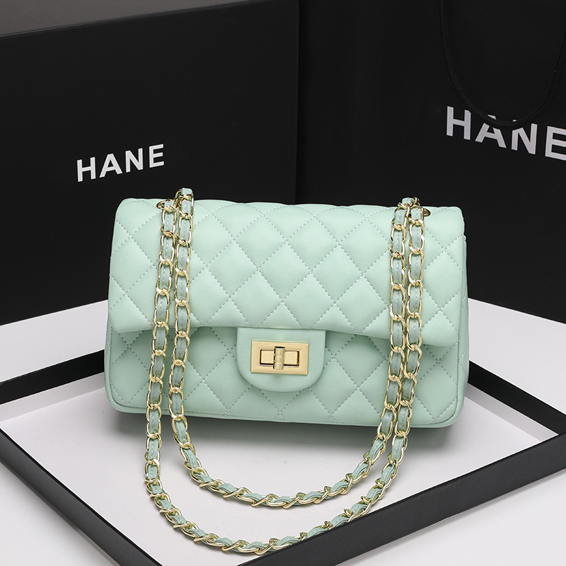 Crossbody Bag Genuine Leather Diamond Grid Chain Shoulder Bag_voghion.com