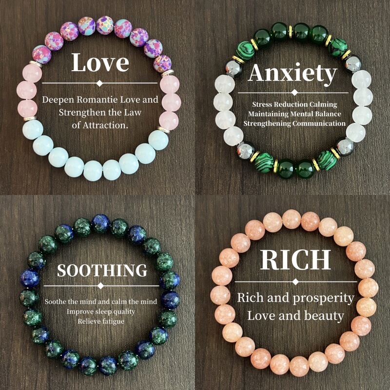 TK cross-border multi-element matching tiger eye stone emperor stone powder malachite obsidian bracelet in stock batch