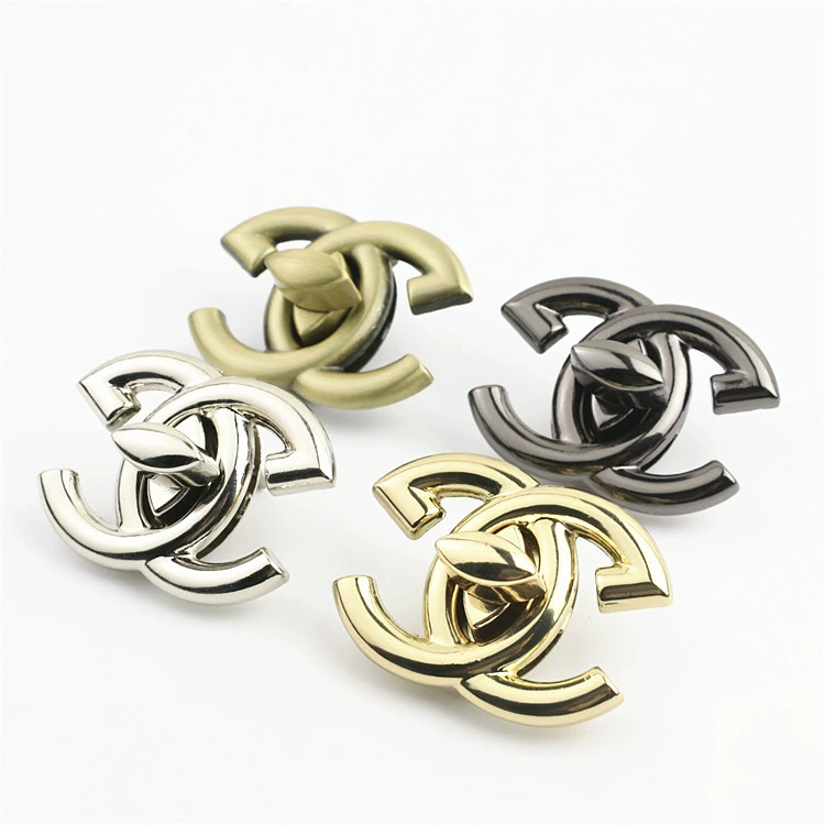 Bag accessory, golden lock, metal switch key with clasp