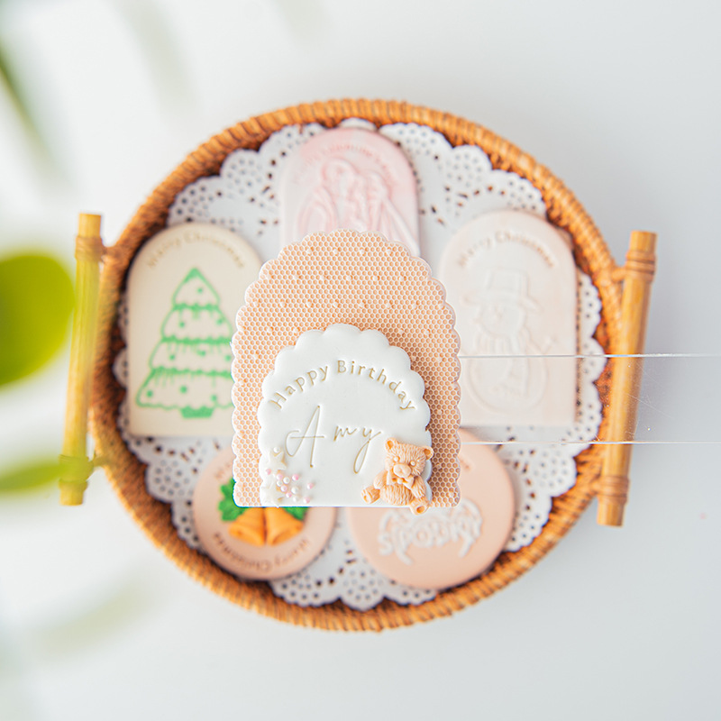 新款英文翻糖印模 圣诞节派对祝福饼干蛋糕装饰模具家用烘焙工具